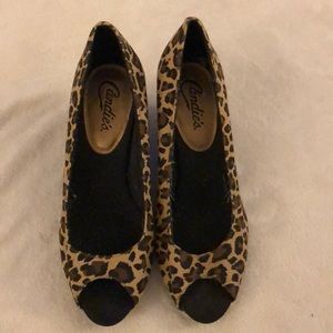 Candies animal print wedge heels